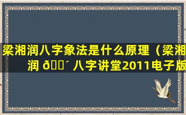 梁湘润八字象法是什么原理（梁湘润 🌴 八字讲堂2011电子版1）